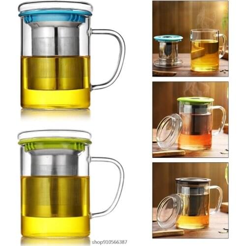 Glass Tea Cup with Lid and Stainless Steel Infuser Basket Perfect Clear Tea Mug for Office ,Home Uses,Loose Leaf Tea wholesales