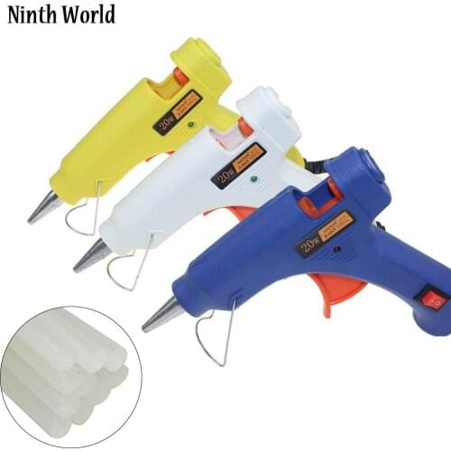 Ninth World Hot Melt Glue Gun 100-240v 20W Thermo Electric Gluegun Heat Repair Tool With 10 Pcs Glue Sticks 3 Colors
