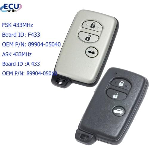 3 Buttons Smart Remote Car Key Fob For Toyota Camry Crown Mark X Majesta 433MHz F433 / A433