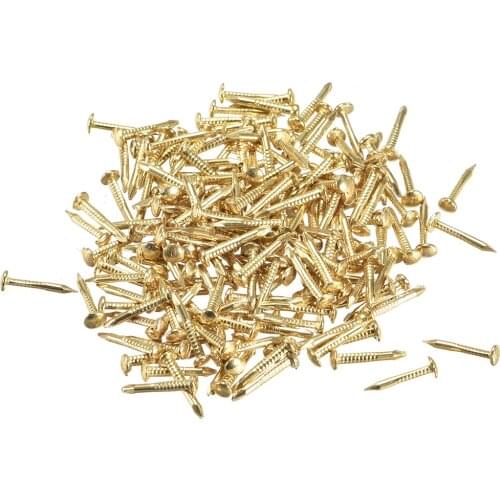 Uxcell 300pcs Small Tiny Brass Nails 1x10mm for DIY Decorative Pictures Wooden Boxes Household Accessories Hardware Nails
