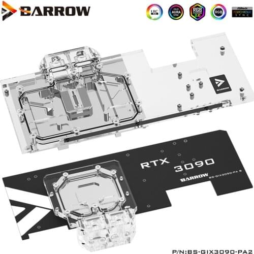 Barrow GPU Water Block For Gigabyte AORUS 3090/3080 XTREME/MASTER 10G/24G, Graphics Card ,Full Cover ,5V 3PIN ,BS-GIX3090-PA