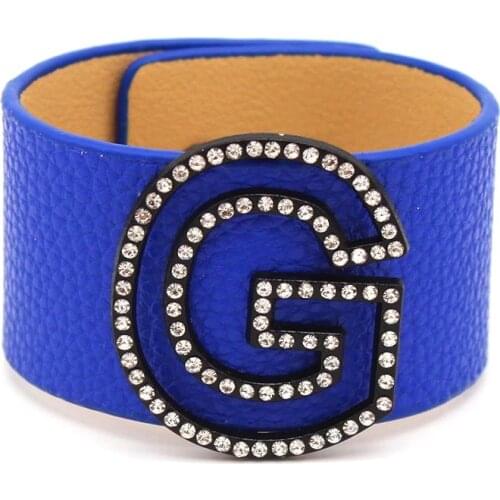 TOTABC Luxury Fashion Leather Bracelet For Women Statement Lnitial Letter Leather Wrap Bracelet gift Geometric Jewelry