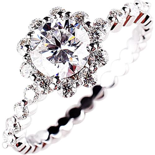 Shining Snowflake Full Diamond Ring 925 Sterling Silver Jewelry Women Romantic Luxury Engagement Wedding Exquisite Party Gift