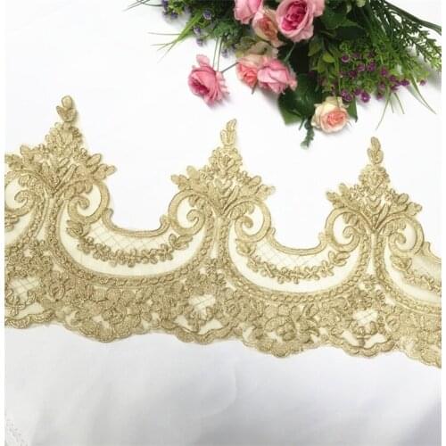1 yard Golden Outline car bone gold Lace Trims Clothing Wedding Childrens Dress Wedding Lace Accessory lace Trimming 23cm