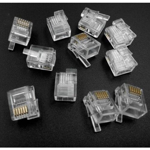 1000PCS/lot 6P6C RJ12 Connector Right Buckle DIY EV3 NXT Cable Plug Crystal Head