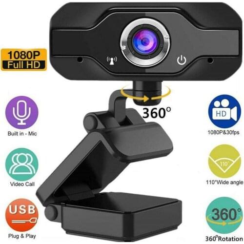 1080P Webcam with Microphone USB 2.0 Web Camera Rotatable Full HD Webcam Suitable for Laptop Desktop