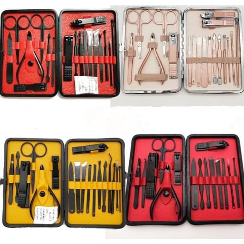 18/16/15/10pcs/set Nail Clipper Set Rose Gold Professional Stainless Steel Pedicure Scissor Tweezer Knife Ear Pick Manicure Set