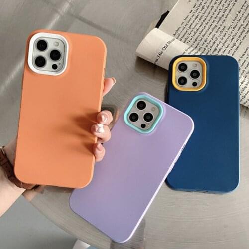 3 in 1 Candy Color Silicone Shockproof Phone Case For iPhone 13 12 11 Pro Max 12 Mini XS Max X 7 8 Plus Liquid Bumper Back Cover