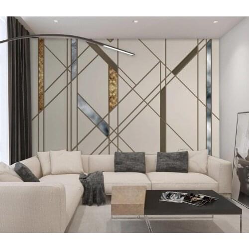 Custom Any Size 3D Wall papers Home Decor Nordic Simple Personality Abstract Geometric Line Square 3D Living Room Wallpaper