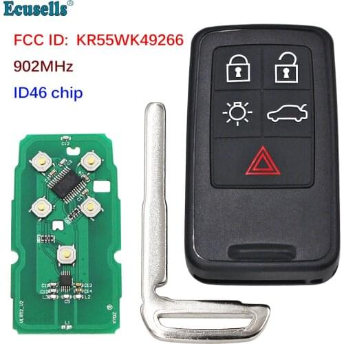 5 Button Remote Key Smart Car Key Fob 434Mhz 902MHz ID46 Chip for Volvo XC60 S60 S60L V40 V60 S80 XC70 KR55WK49264 KR55WK49266