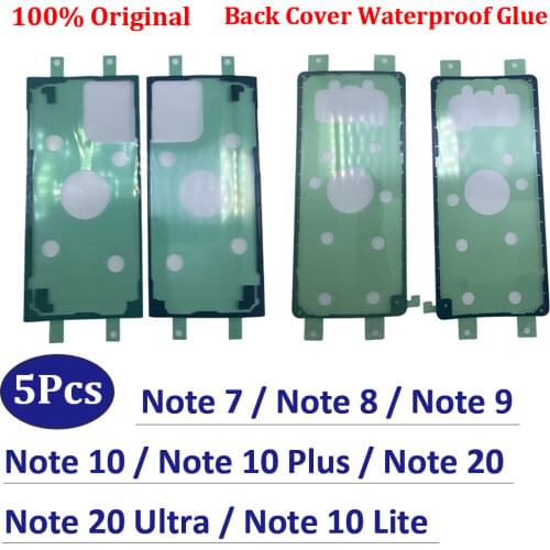 5Pcs,Original Back Battery Cover Door glue tape For Samsung Note 10 Plus 20 Ultra S20 Fe Waterproof Back Cover Door sticker