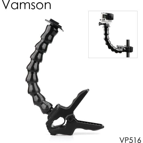 Vamson for GoPro Accessories Jaws Flex Clamp Mount Adjustable Neck For GoPro Hero 4 3+ 3 for Sj4000 for Xiaomi for yi VP516