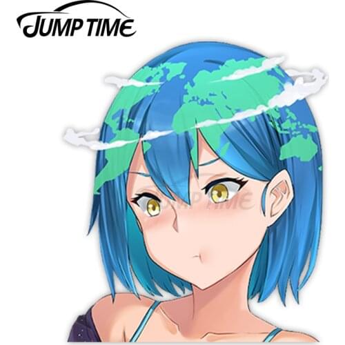 Jump Time Aori Sora Earth-chan 10.8 Cute Anime Girl Peeker Vinyl Decal Window Waifu Car Stickers