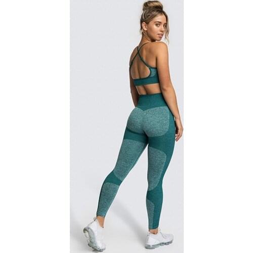 Seamless Set Woman Leggings Padded Push Up Strappy Sports Bra Sexy Suits Women Clothing Breathable Comfortable Sportswear