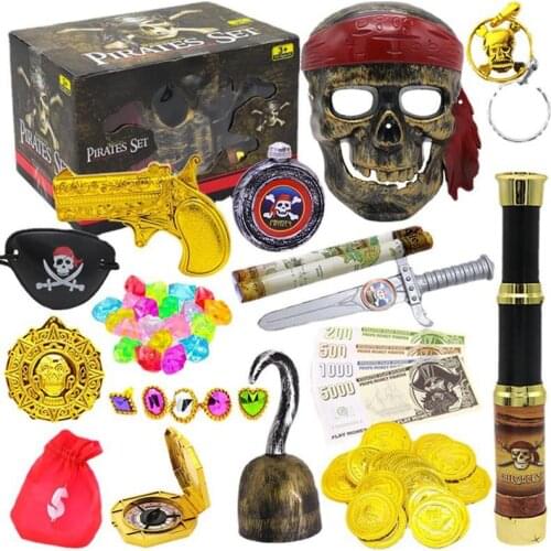 Halloween Pirate Treasure Chest Toy Set Pirate Party Supplies Game Party Decoration Best Gift for Children