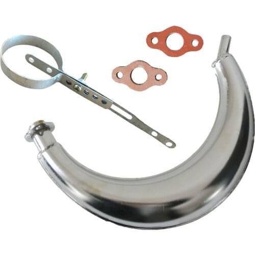 Chrome Muffler Exhaust Piep&Exhaust Muffler Clamp For 49cc 80cc Motorized Bike