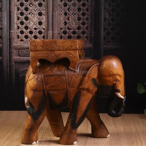 Thailand Imported Wood Carving Solid Wood Elephant Stool Porch Stool Shoes Stool Zhaocai Stool Decorative Stool Low Stool Floor