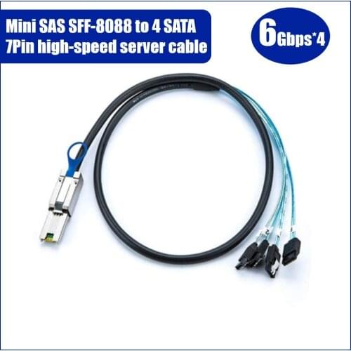 24Gbps Data Transmission Line MINI SAS SFF-8088 26P to 4 x SATA 0.5m/1m/2m Server Cable Hard Drive Cable