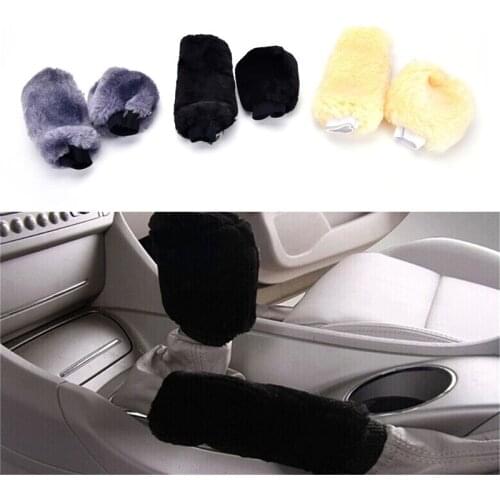 2PCS Plush Car Decorations Essential Gears Cover Handbrake Cover Auto Supplies