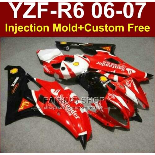 Santander red Motorcycle fairing kits for YAMAHA YZFR6 2006 2007 fairings set YZF1000 YZF R6 06 07 ABS bodyworks QYT5