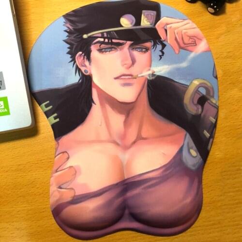 Anime JoJos Bizarre Adventure Kujo Jotaro Sexy 3D Soft Chest Silica Gel Mouse Pad Desk Gaming Mat Mice Pad Wrist Rest Cosplay