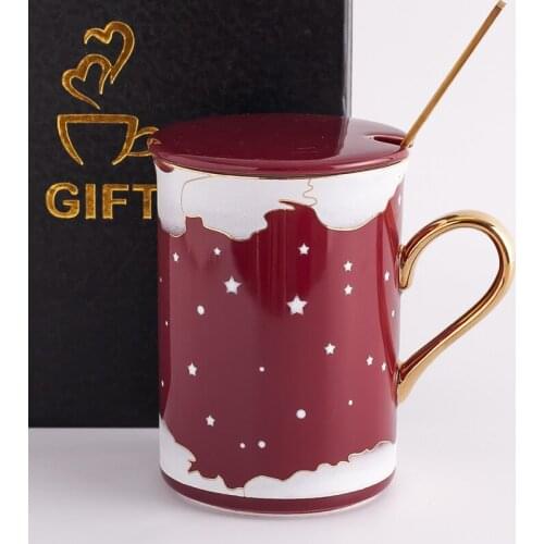 Nordic Creative Ceramic Water Cup Mug Personality Office Men Women with Lid Spoon Tea Mugs Couple Coffee Porcelain Cups Gift Box