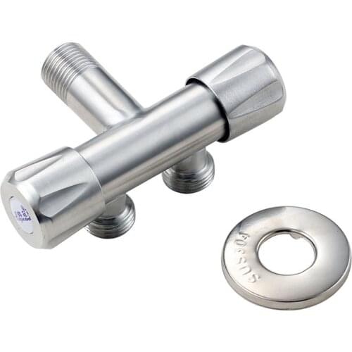 Creative 304 Stainless Steel Wall-in Faucet 1 in 2 out Multifunctional Water Tap Brushed Bathroom & Kitchen Bibcocks