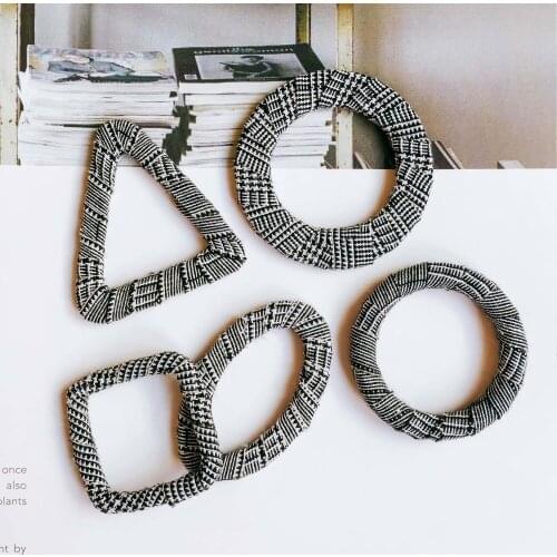 Round Stripe Wool Loop Ring Stuff Goods Pendant Necklace Earring Accessories Supplies for Jewelry Making Diy Material 6pcs