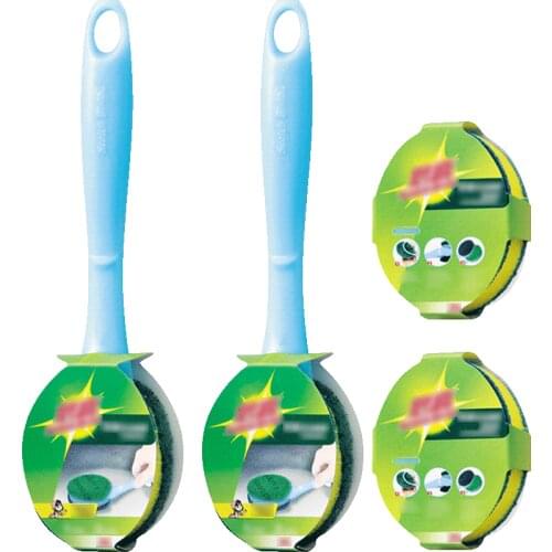 Kitchen brush double-sided scouring pot brush kitchen utensils cleaning brush gift replacement brush head * 2 group combination