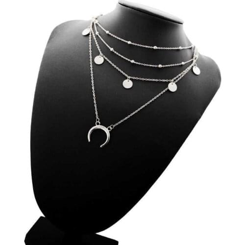 Multilayer Moon Choker Pendant Necklace Chain Charm Women Pendant Wedding Party Jewelly Gift