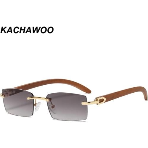 Kachawoo no frame rectangle sunglasses men metal rimless sun glasses women fashion accessories blue brown pink square outdoor