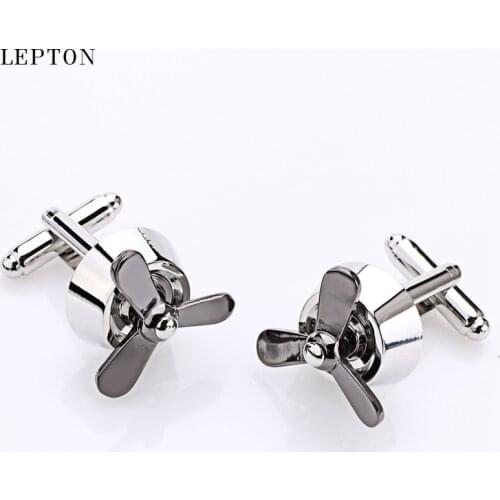 Hot Sale Propeller Airscrew Fan CuffLinks For Men Lepton Silver color Plane Fan Cufflinks Men Shirt Cuff links Relojes gemelos