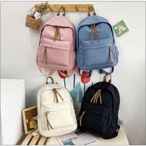 Backpack Solid Color 2021 New Four Seasons Simple Large Capacity Schoolbag Casual Fashion Student Bag Western Ladies