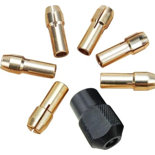 Mini Drill Chucks 7Pcs 1.0-3.2mm Fit For Micro Twist Electronic Dremel Drill Collet Clamp Set Power Tool Accessories With Wrench