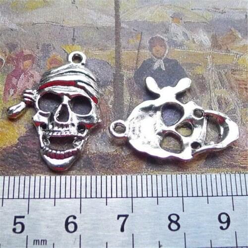 Pirate Skull Charm Pendants Jewelry Making Finding DIY Bracelet Necklace Earring Accessories Handmade 5pcs