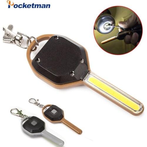 Portable LED Flashlight Light Mini Key Shape Keychain Lamp Torch Emergency Camping Light Cute Key Ring Keychain Torch Lamp