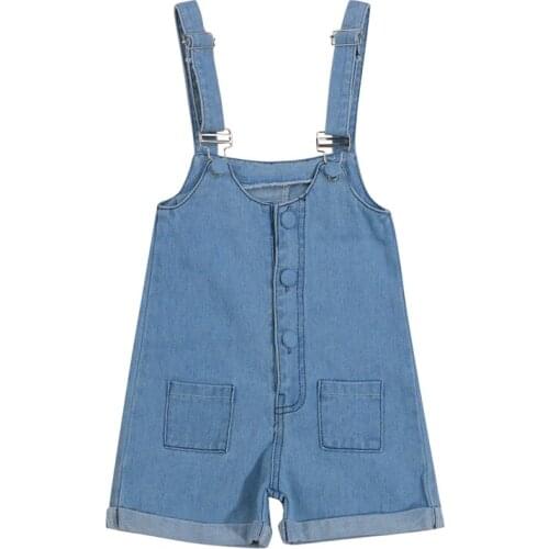 Pudcoco 1-6Y Romper Baby Girls Boys Summer Sleeveless Suspender Loose Wide Leg Denim Jumpsuit Overall Leotard Playsuit Trousers
