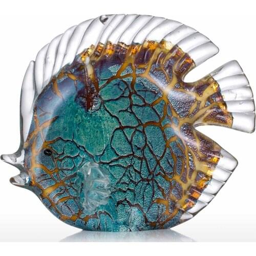 Multicolor Spotted Tropical Fish Delicate Glass Sculpture Classy Home Decoration Glass Fish Exquisite Room Home Decoration Craft