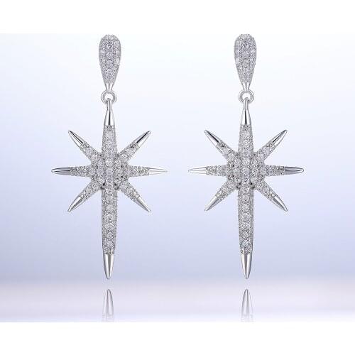 Bohe Big Star Drop Earrring Pave AAAAAA Cz 925 sterling silver Anniversary Wedding Dangle Earrings for women Party Jewelry Gift