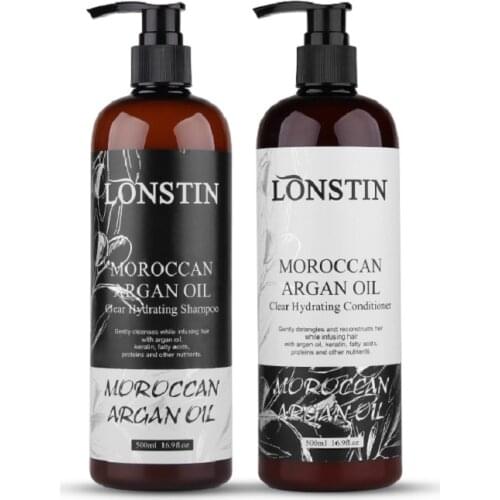 Argan Oil Shampoo 500ML Professional Natural Lonstin Moroccan Argan Oil Hair Growth Product Hair Care Shampoo And Conditioner