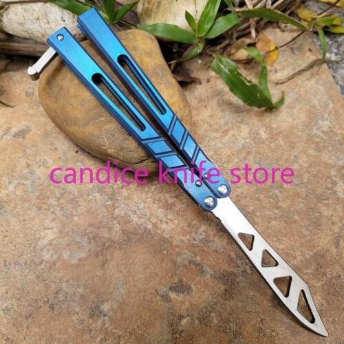 The One Butterfly Trainer Knife BRS Alpha Beast Channel AB Titanium Handle D2 Blade Bushing System Jilt Free-swinging EDC Knife