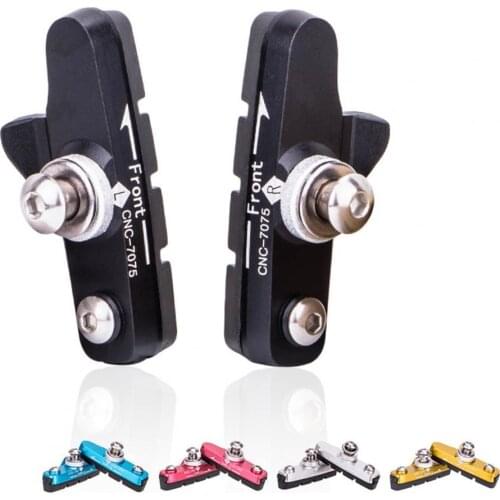 1 Pair Bike Brake Pad Stable Wear Resistant Aluminium Rubber No Sound Cycling Brake Pad for MTB Bicycle