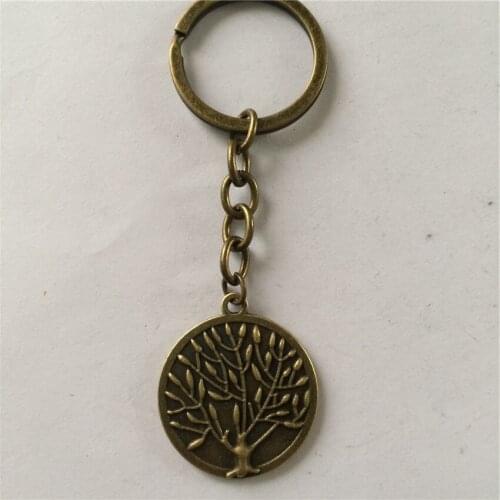Retro vintage key ring for sublimation wholesale custom tree keychains for thermal transfer printing Promotion A3225