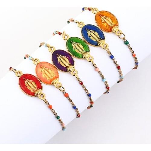 Jewelry 2021 Trend Bracelets For Women Charms Vintage Virgin Mary Cross Jesus Bracelet Stainless Steel Material Wholesale Gifts