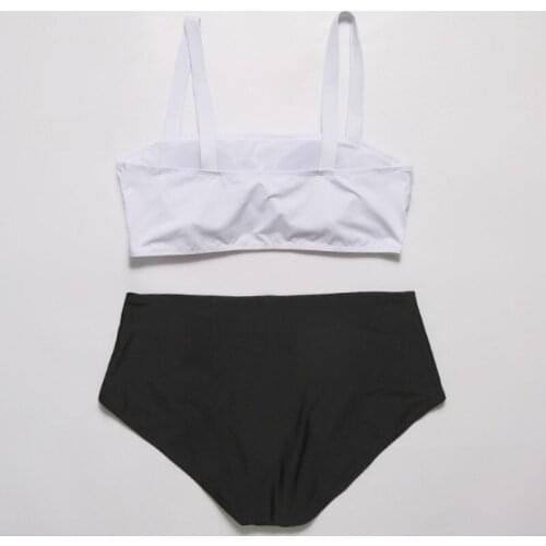 Women Push-up Padded Swimwear Bandeau Bra Bandage Bikini Swimsuit High Waist Solid Color Swimwear Bathing 2 Piece Suit