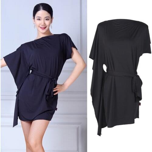 Latin Dance Dress Ladies Black Short Sleeve Rumba Cha Cha Samba Salsa Tango Dancing Clothes Women Practice Show Wear DN3626