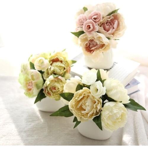 1 Bunch Artifical Flower Peony Bouquet Rural Country Style Wedding Party Home Decorative BQ004