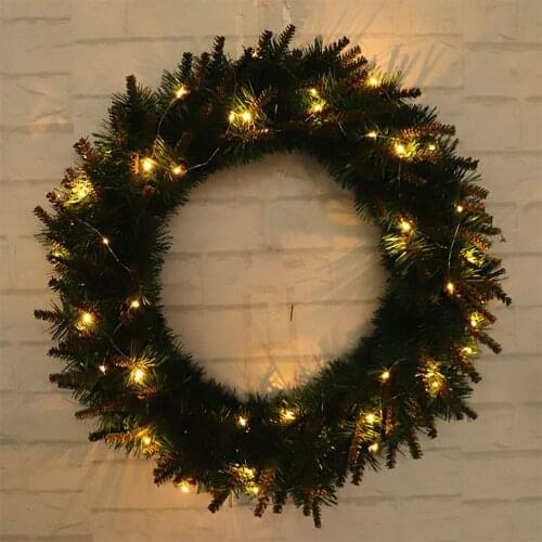 1pcs Christmas Wreath LED Light Warm Color Shiny Garland for Outdoor Front Door Party Decor Shopping Mall Showcase for Christmas