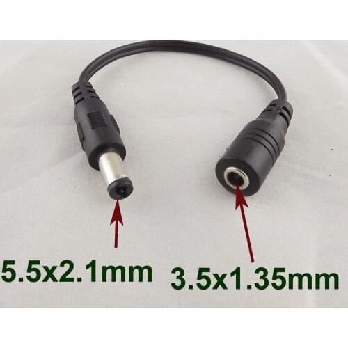 10pcs 5.5x2.1mm Male to 3.5x1.35mm Female CCTV DC Power Plug Jack Converter Cable 15cm
