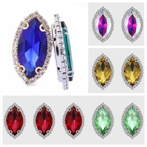 10Pcs Silver D Claw Flower Lace Cup Shiny Crystals Stones Needlework Fabric Strass Beads Sewn Rhinestones for Clothes Craft Gems